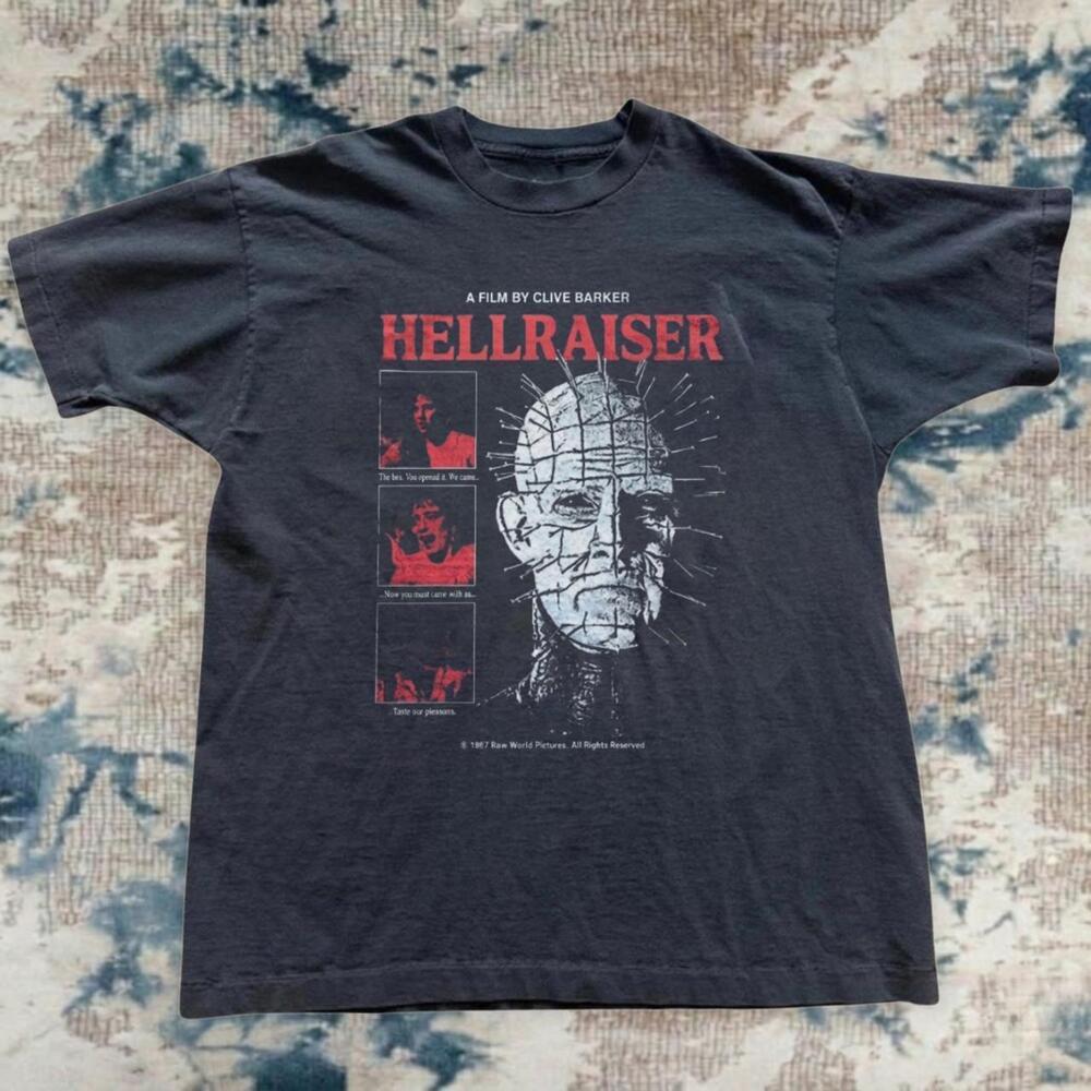 Hellraiser Clive Barker Horror Graphic Vintage Faded Black T-Shirt